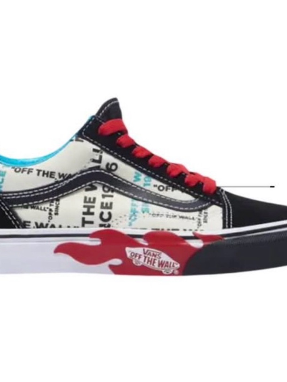 Vans Old Skool Black White Red Flame Sneakers